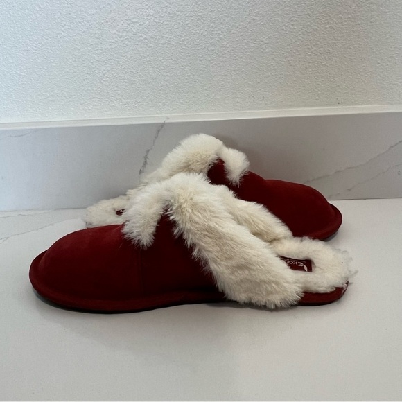 Koolaburra by UGG Milo Red Suede Slippers Faux Fur Lined Slip-On Size 8 - Picture 9 of 12